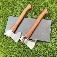 21.5cm Stainless Steel Sharp Mountain Axe Outdoor Camping Survival Felling Axes Sandalwood Handle Fixed Blade Knife With Case 1