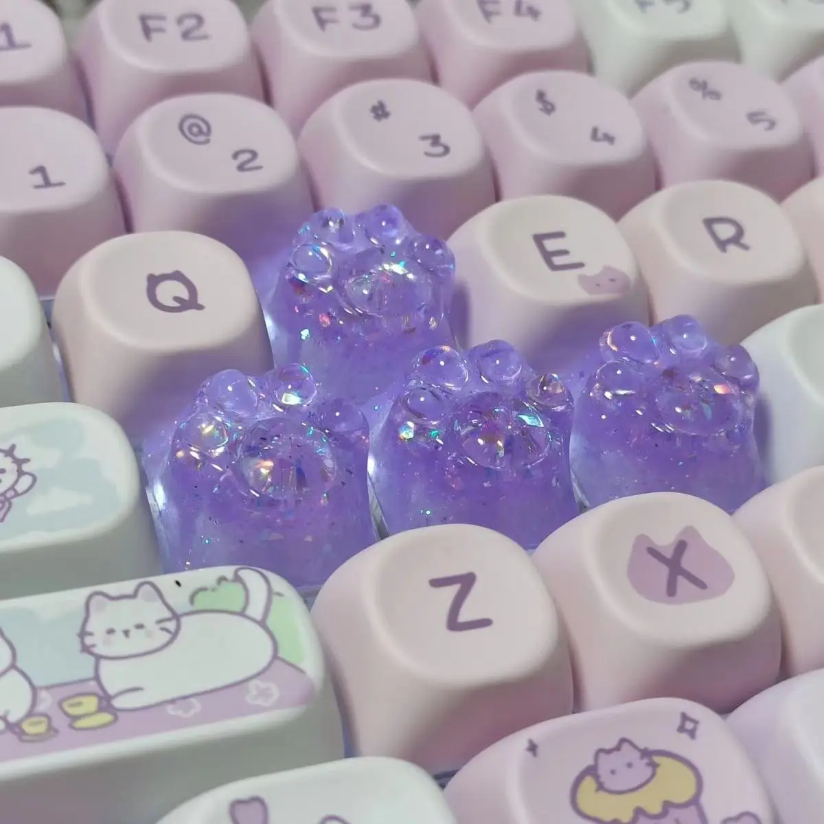 Backlit Cat Paw Crystal Keycap - Cute DIY Personalized Key Caps