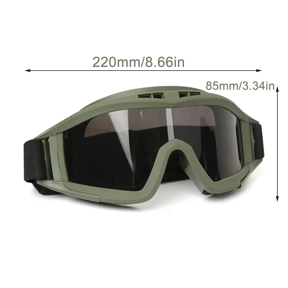 Tactical Goggles 3 Lens Windproof Dustproof Shooting Motocross Motorcycle Mountaineering CS Safe Protection