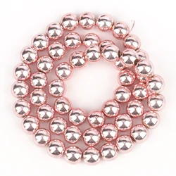 Elegant Silver - Gold Hematite Natural Stone Beads for DIY Jewelry and Accessories, 15'' Strand, 2 - 10mm (Rose Gold Pink)