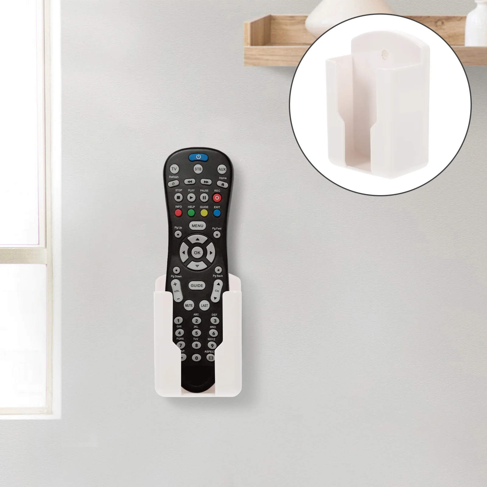 

2 Pcs Wall Mount Remote Control Holder Punch-Free Collection Controller Case Telephone Mounted White Sticky Storage Rack Office