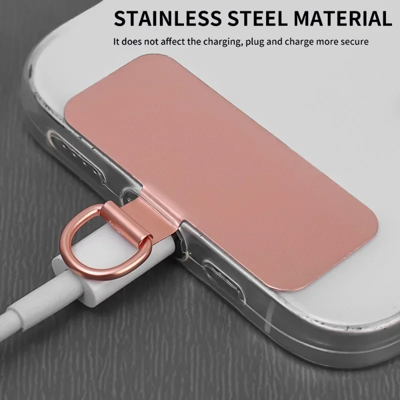 Universal Ultra-Thin Stainless Steel Phone Tether Tab and Lanyard Strap Set
