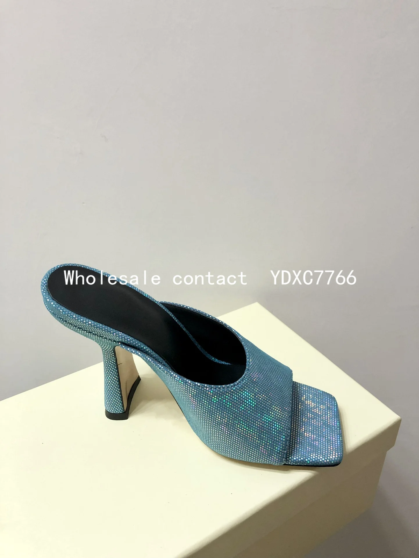 New cowhide thick heels high heels 2023 summer European and American fashion Korean version women wearing slippers women sandals