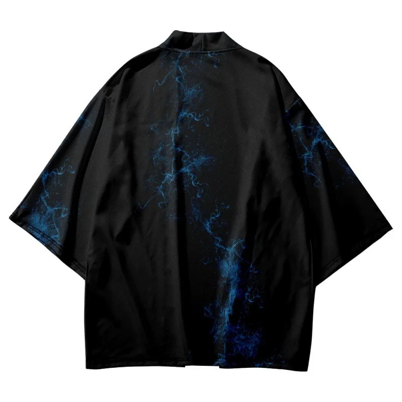 Plus Size 6XL Japanese Kimono Vintage Gradient Geometry Print Cardigan Beach Yukata Streetwear Men Women Haori Robe Clothes