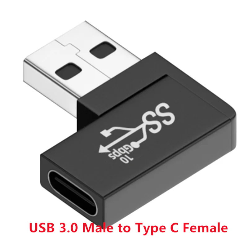 Right Angle Micro USB Male to USB-C Female Extension Adapter
