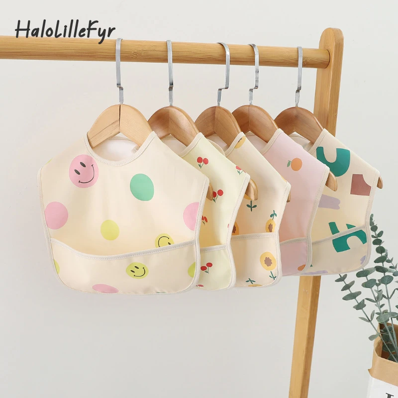 

Baby Feeding Bibs PU Waterproof Infant Burp Cloths Cartoon Dinning Apron Easy To Clean Scarf for Toddlers Newborn Accessories