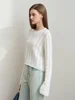 Amii Minimalist Spring New Round Neck Hollow Twisted Flower Pick Hole Process Cotton Knitted Sweater Loose Short Top 12541123 2