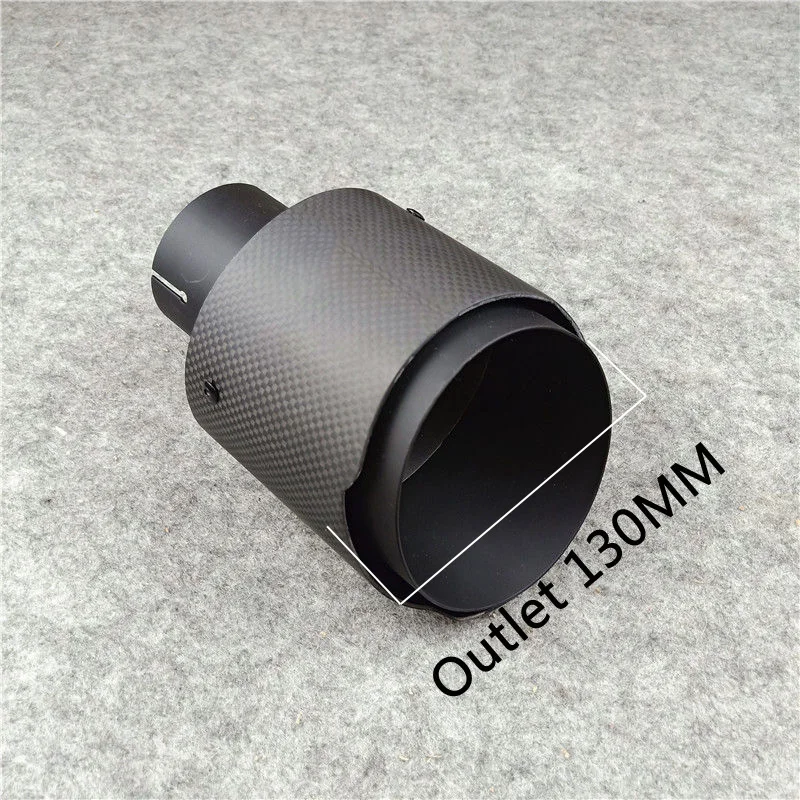 130MM Outlet Exhaust Pipe Carbon Fiber 304 Stainless Steel Muffler Tips Rear Nozzles Full Matte Black