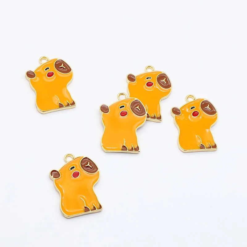 

10pcs Original Alloy Enamel Kapibara Lazy Aniaml Charms Kawaii Cartoon Metal Charm For Earring Bracelet DIY Jewelry Make C428
