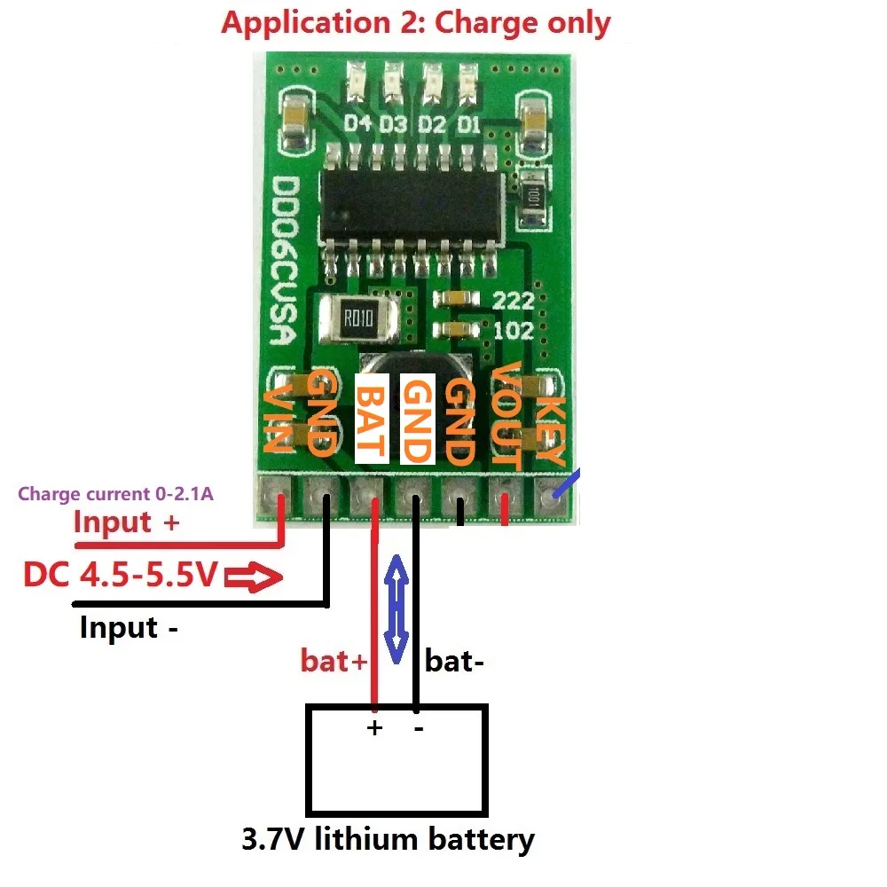 

DC 5V 2.1A Mobile Power Diy Board 4.2V Charge/Discharge(boost)/battery protection/indicator module