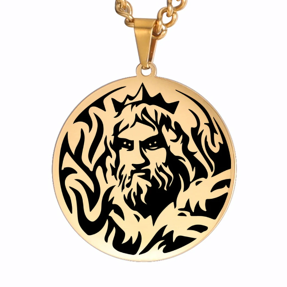 Pendentif Hadès doré avec visage barbu