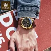 OLEVS 2872 Quartz Multifunctional Exquisite Men Wristwatches, PU Strap Sport Waterproof Watches For Men Luminous Chronograph 6