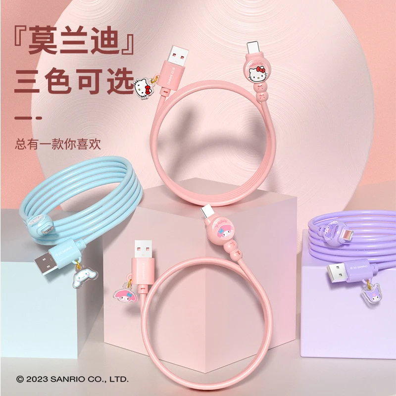 

Suitable for Iphone Android Type-C Cartoon Sanrioed Anime Mymelody Kuromi Data Cable 1M Fast Charging Single Head Charging Cable