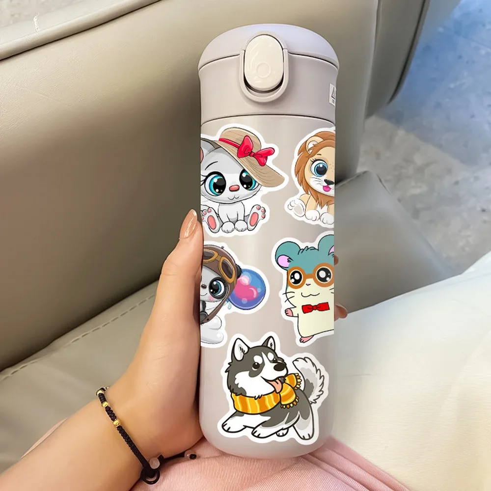 50pcs Cute Mixed Animal Stickers Phone Case Notebook Skateboard Laptop Water Bottle Cartoon Sticker Pack for Kids Gift Toy cartoon stickers cartoon animal stickers animal stickers kawaii stickers decorative stickers
