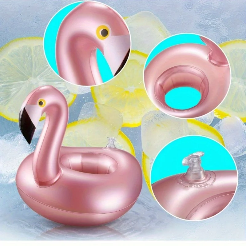 2pcs Rose Gold Flamingo Inflatable Coaster - Add Fun and Style to Your Pool Parties and Beach Vacations!