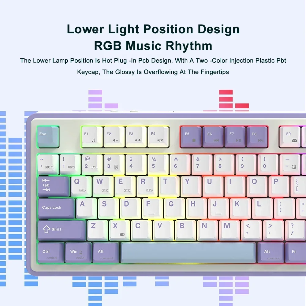 AJAZZ 트라이 모드 RGB 블루투스 무선 게임용 기계식 키보드, USB 유선 87 키, PC 노트북용 핫 스왑, AK870, 2.4GHz, 신제품