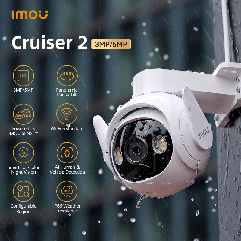 

IMOU Cruiser 2 3MP 5MP Wi-Fi Outdoor Security Camera AI Smart Tracking Human Vehicle Detection IP66 Night Vision Two Way Talk