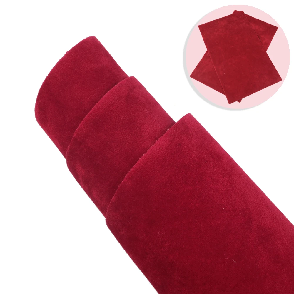Leather Fabric 20*33cm Velvet Solid Color Double Sided Faux Leather Sheet Fabric for Bows Earrings Handbag DIY Handmade Vinyl Material
