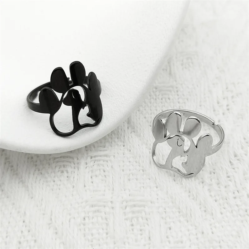 Fashion Ladies Open Ring Stainless Steel Hollow Dog Claw Ring - PeticaDeals