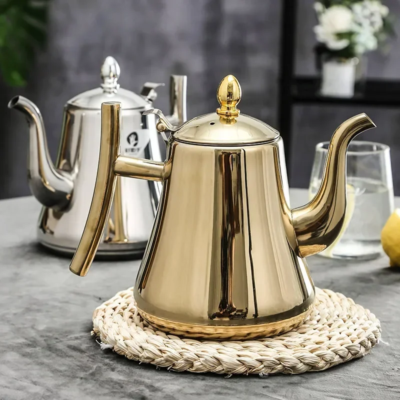 

1Pc Stainless Steel Tea Kettle Home Hotel Water Heater Coffee Pot Induction Filter Teapot