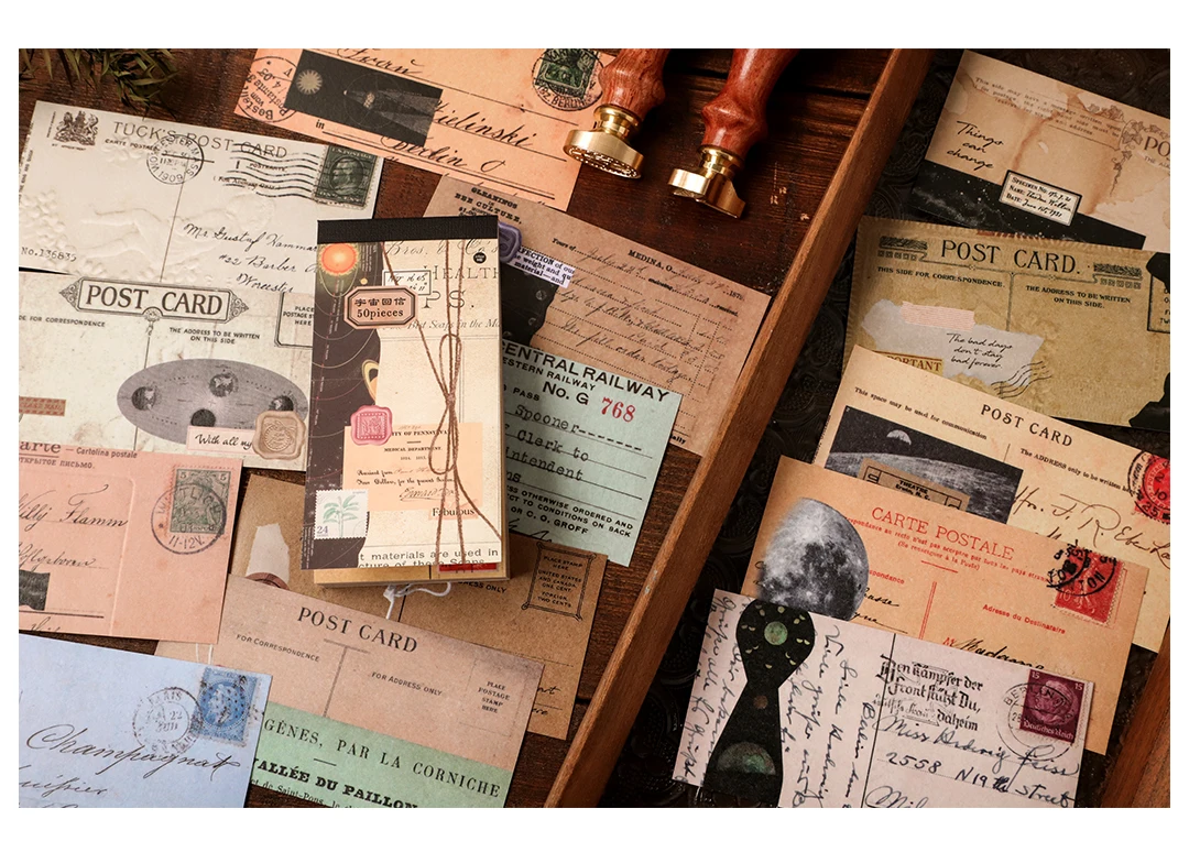 50 Stück Vintage-Aufkleber für Bücher, Retro-Collage, Scrapbooking-Material, Tagebuch, Album, Schreibwaren, Junk-Tagebuch-Zubehör – Detail 9