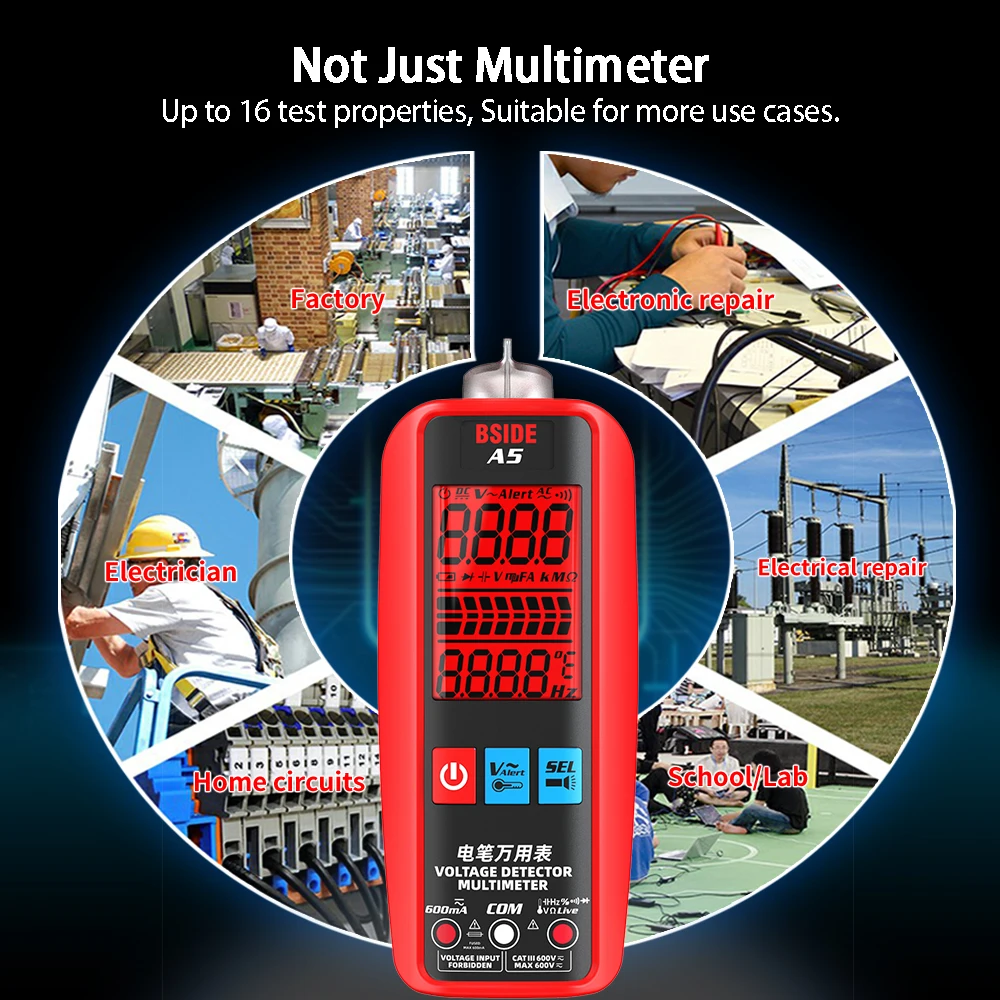 BSIDE Smart Digital Multimeter Professional Automatic Multitester VFC Hz Capacitor Electric Test Tool Ammeter Electrician Tester