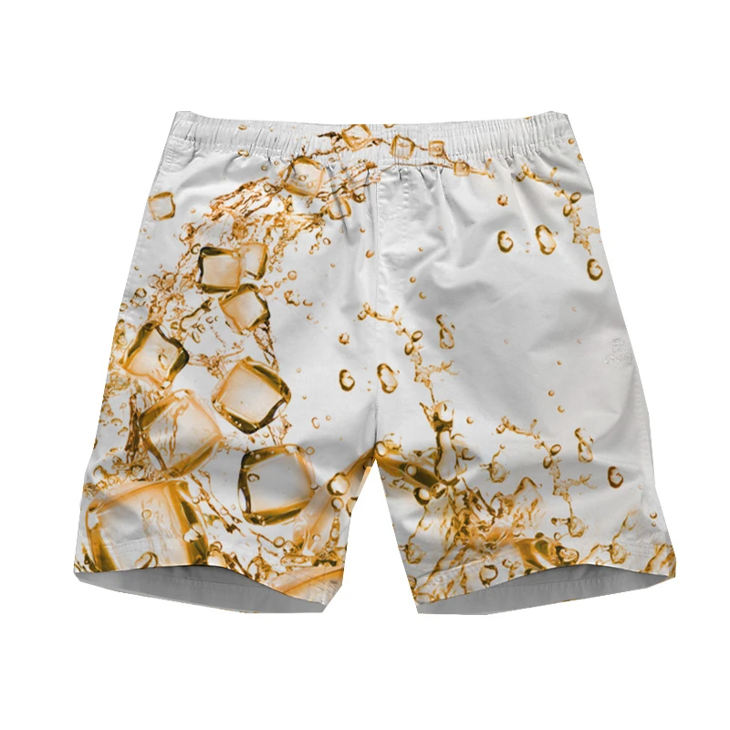 Bier Grafisch Bord Korte Broek Mannen 3d Golf Casual Print Strandshort Zomer Cool Surf Zwembroek Hawaii Badpak Ijs Shorts