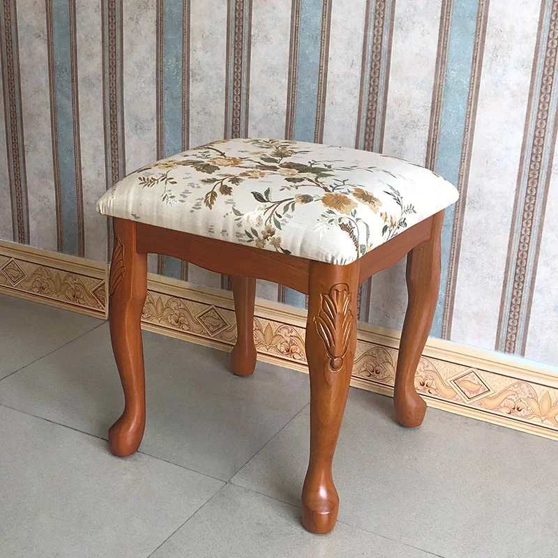 All Solid Wood Vanity Chair European Minimalist Room Stool for Piano Guzheng Living Room Sofa Furniture Elegant Durable