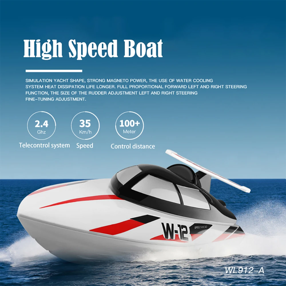 Bateau télécommandé vert effectuant un virage serré à grande vitesse