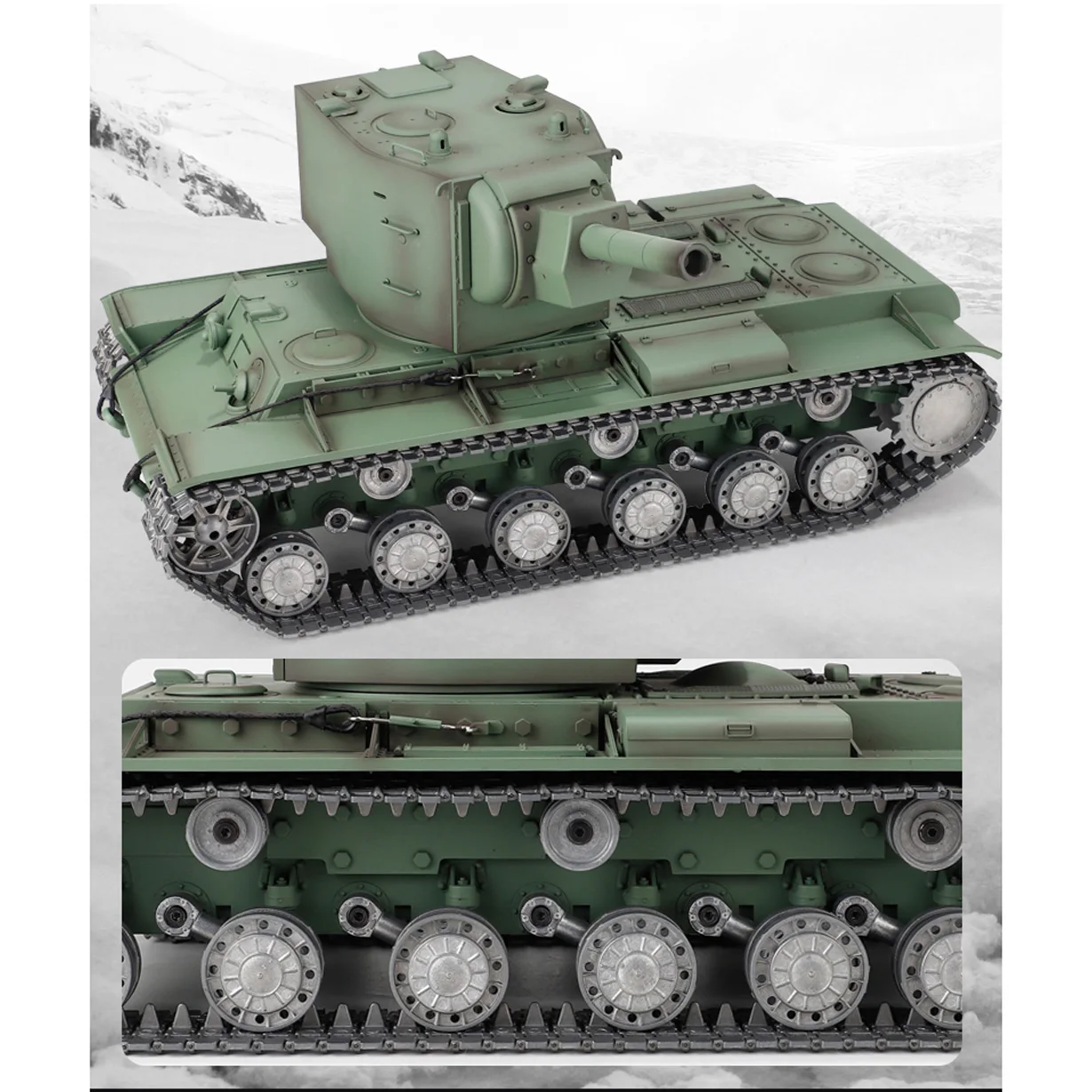 1/16 스케일 HENG LONG TK7.0 소련 KV-2 RC 탱크 기간트 3949 RTR 모델 군용 녹색 페인트 완구 성인용 모델 선물 TH19753