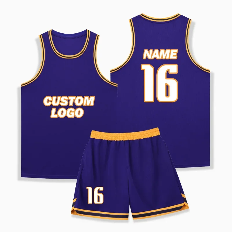 Men Blank Basketball Jersey Set Youth Classic Basketball Uniform Mesh American Size Short Sleeve Shirt 246