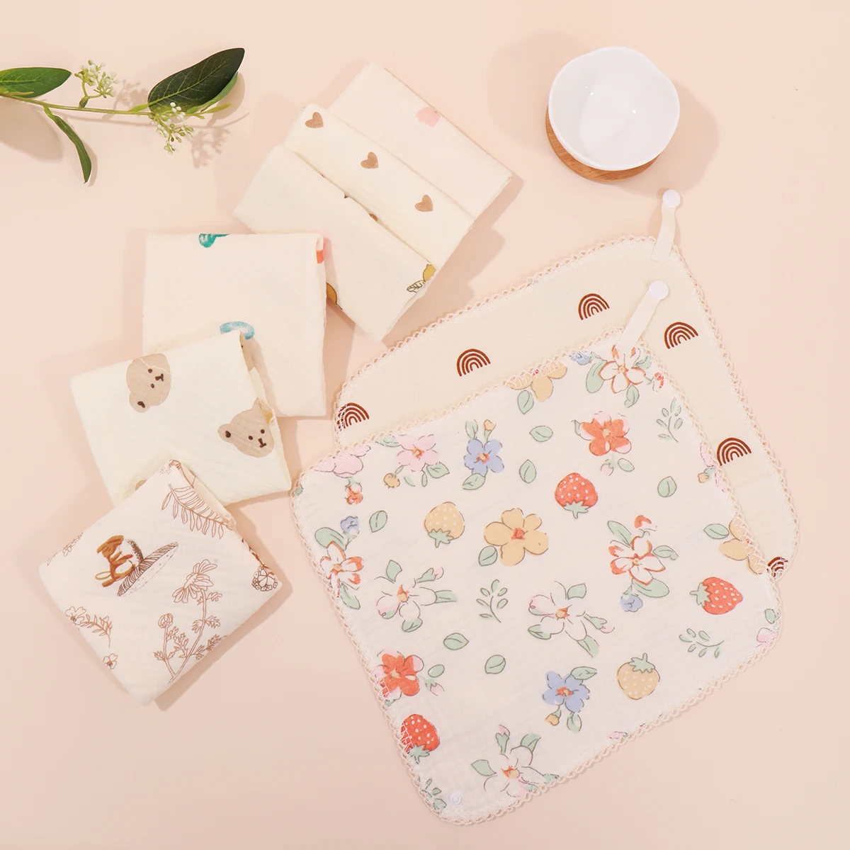 Pure Cotton Square Towel Newborn Baby Towel Dual-use Baby Bibs 1pcs