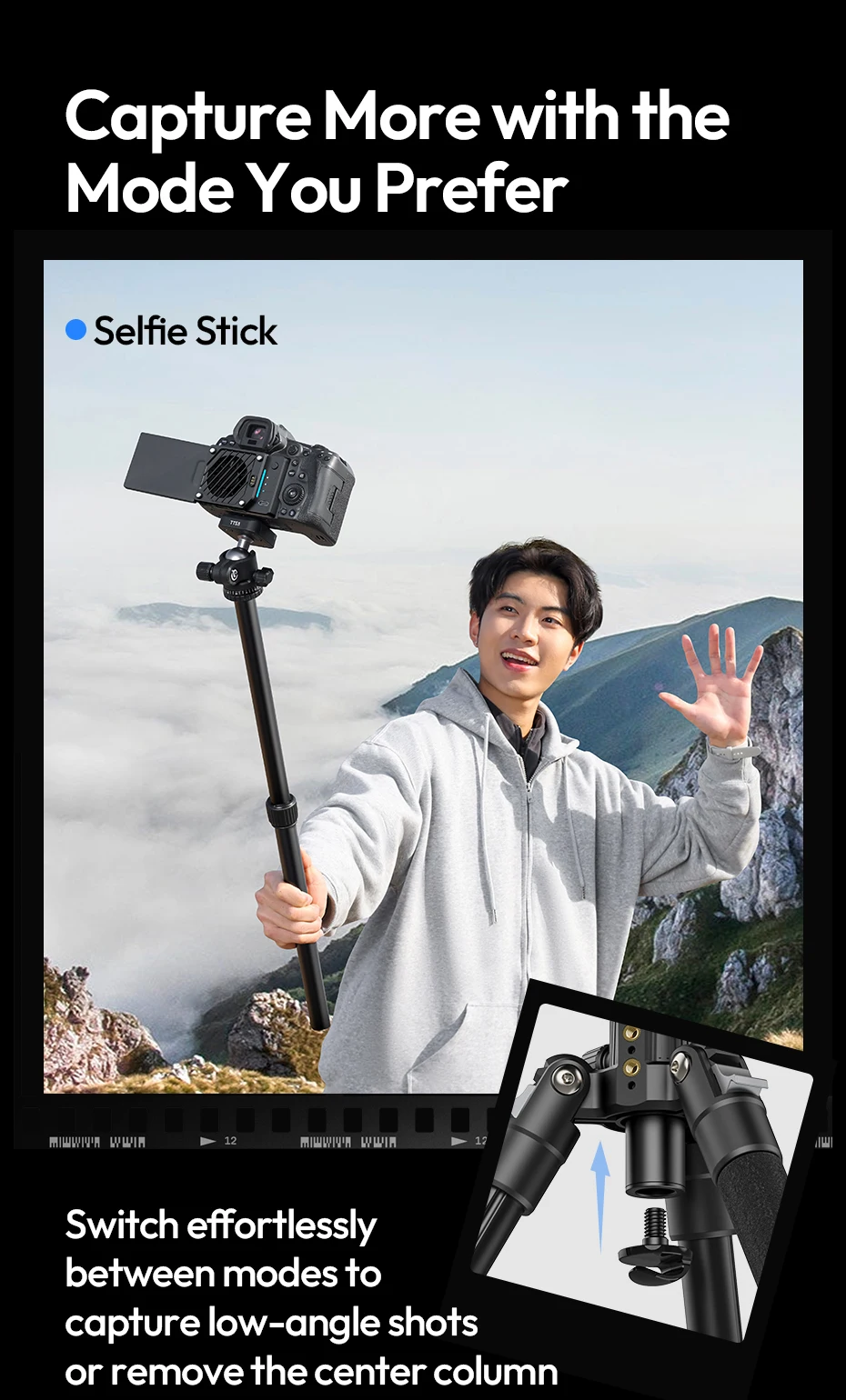 Traveler-Uka Tripod Portable Tripod Selfie Stick for DSLR Camera for Travel Phot