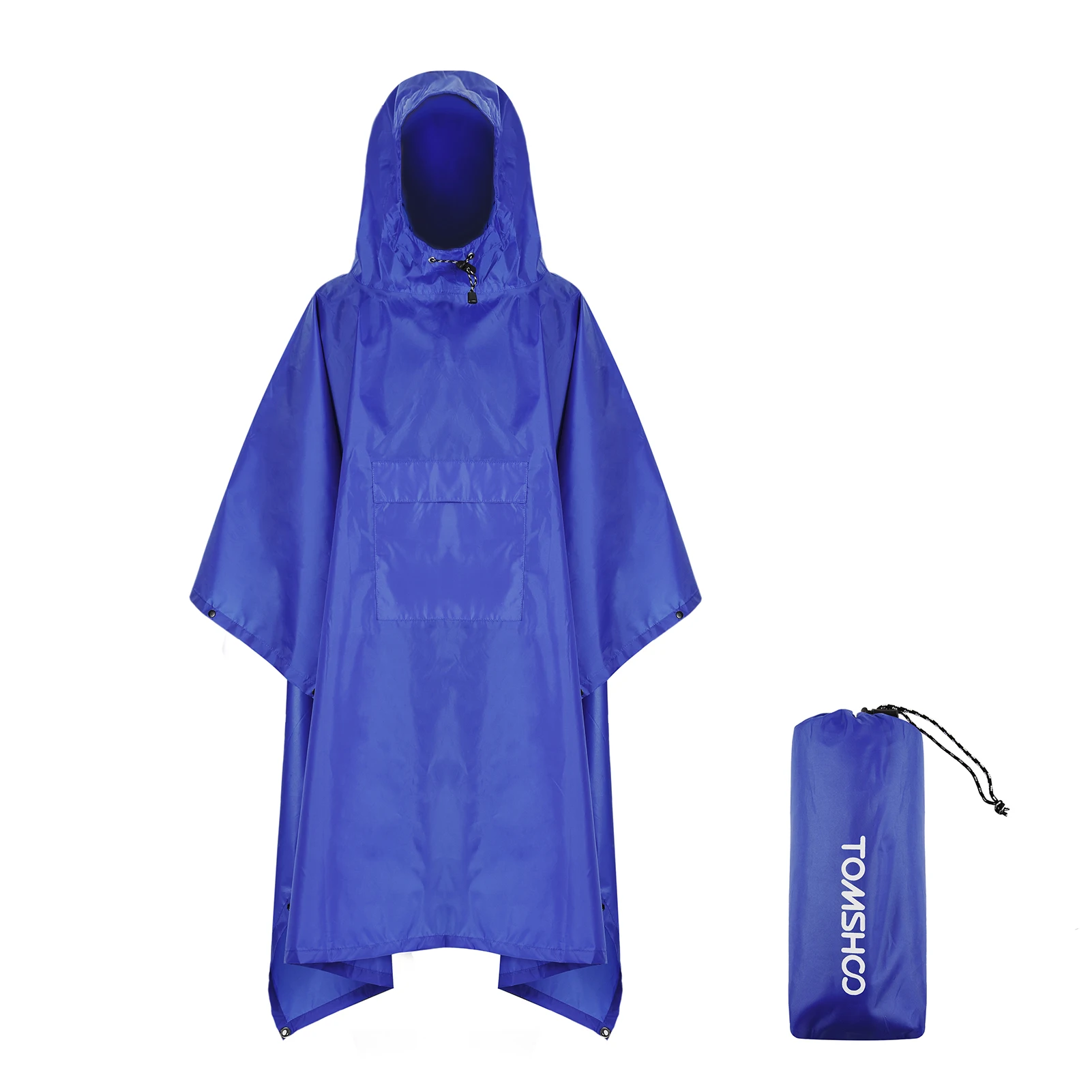 Description Picture 4 of itemTomshoo 3in1 Hooded Rain Poncho w Pocket Lightweight Waterproof Adult Raincoat Jacket Sun Shelter for Camping Hiking Traveling
