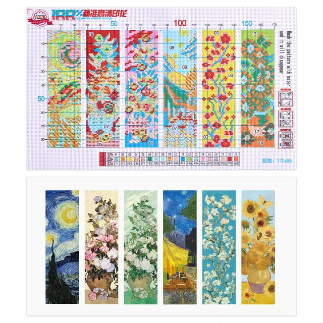 Ensemble de marque-pages en point de croix, peinture florale Vintage, Style brodé fait à la main, Art pour les amateurs de livres, cadeau élégant, 6 pièces 3