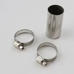 Steel Gas Vent Hose with Clamps - 24mm Heater Exhaust Pipe Connector (1 set)