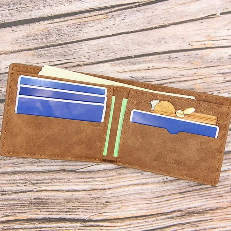 Short Wallet Men Matte Retro Multifunctional Simple Large Capacity Multi Card Slot