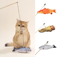 Pet Cat Interactive Toy with Catnip | 40CM Wooden Stick Fish Toy