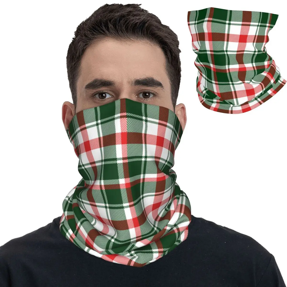 

Christmas Plaid Check Magic Scarf Merch Neck Gaiter Xmas Buffalo Checkered Bandana Riding Balaclava for Men Women Breathable