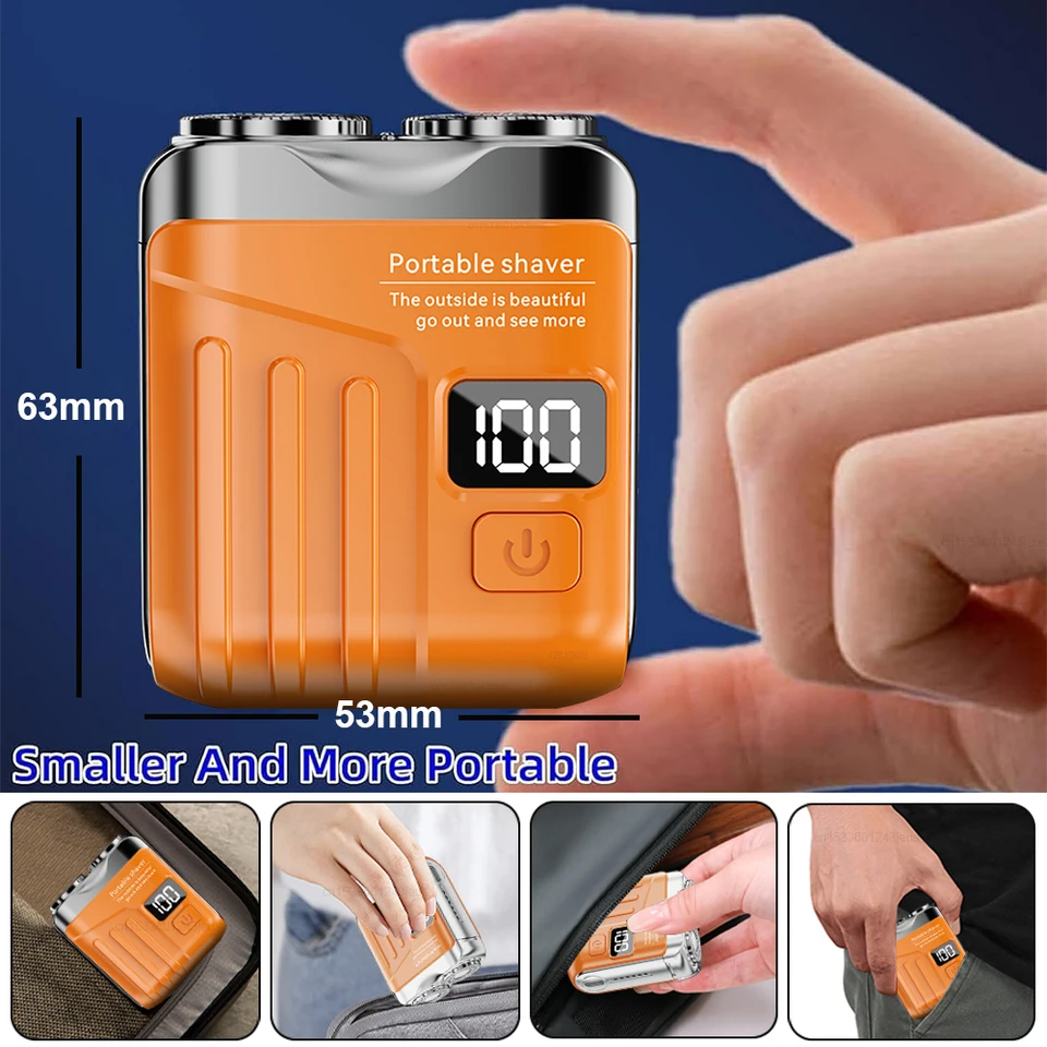 Rasoio elettrico per mini rasoio portatile ricaricabile a secco/con acqua, rifinitore per barba, rasoio digitale intelligente_voghion.com