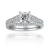 1 Ct Princess Cut All Moissanite Engagement Ring Set For Women 925 Sterling Silver Pave Wedding Bands 1