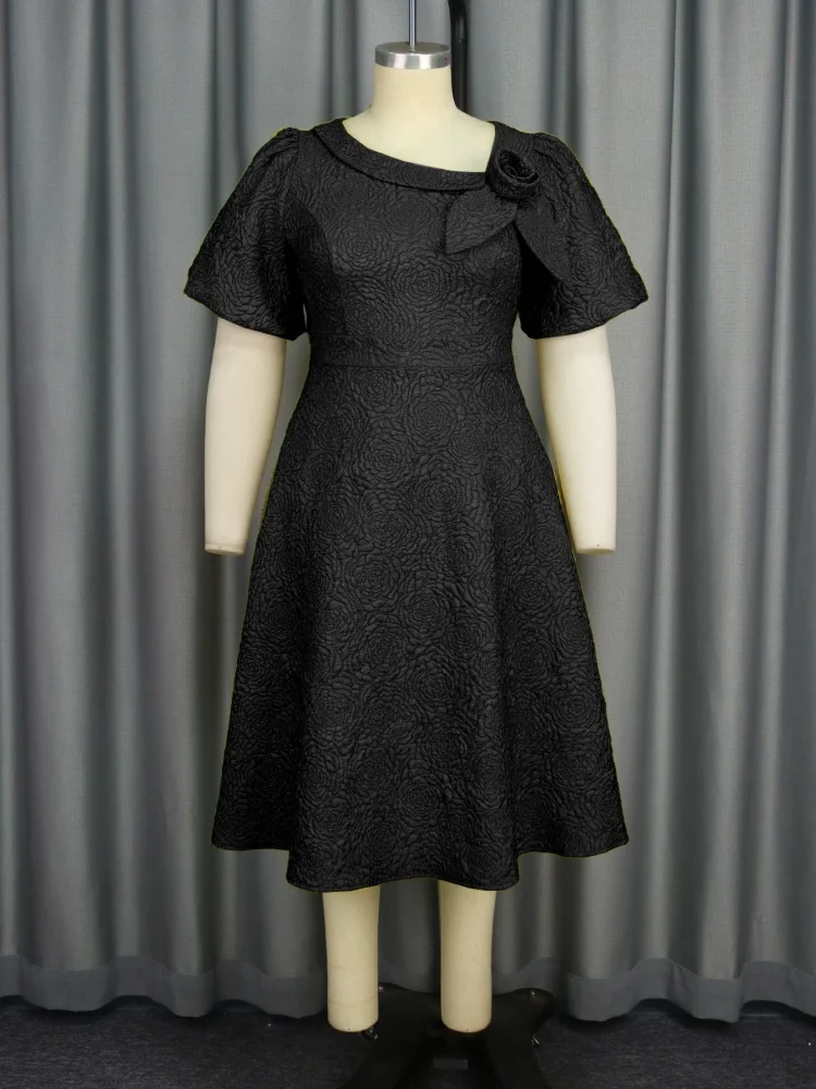 Wmstar Dress Women Wholesale New Large Sized Fashionable Puffed Sleeve High Waisted Evening Comfortable Jacquard Party Commuting