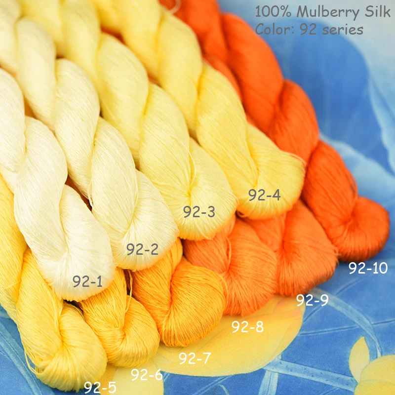 Description Picture 6 of item100% Mulberry Silk Thread Embroidery Yarn Floss Natural  Cream Beige Yellow Gold 85  Orange Brown Color 85 88 89 90 91 92 93 106