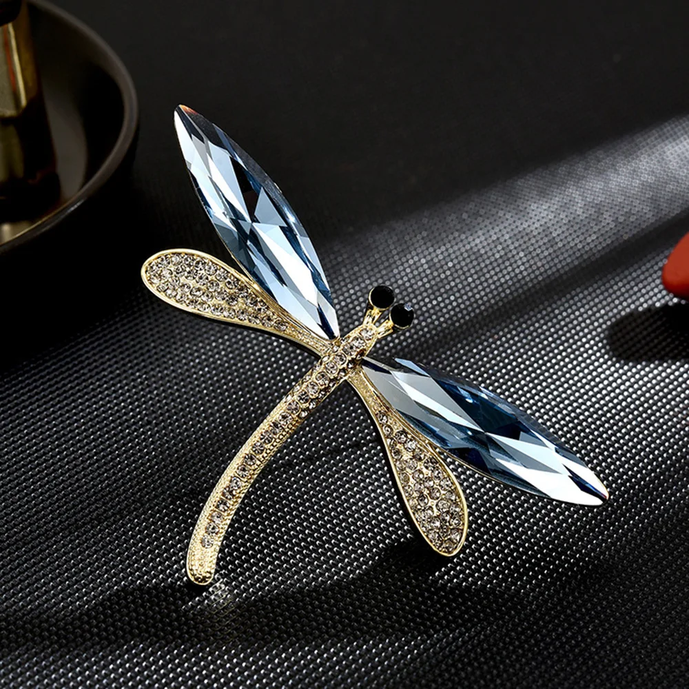 Crystal Vintage Dragonfly Brooches for Women Large Insect Brooch Pin Fashion Dress Coat Accessories Cute Jewelry