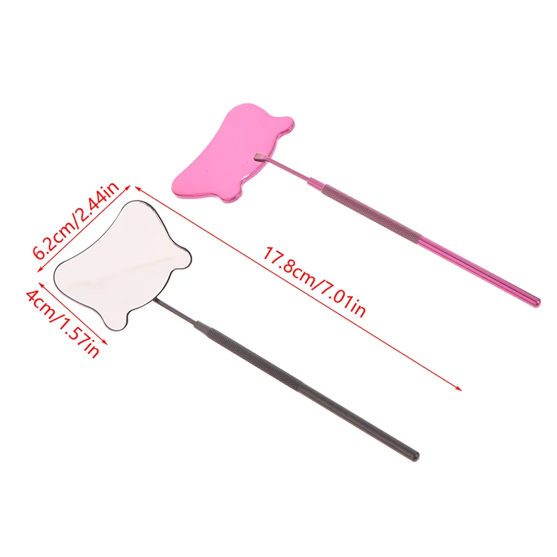【1Pcs 고양이 머리 모양 스테인레스 스틸 다기능 속눈썹 확인 거울 속눈썹 연장 미용 메이크업 휴대용 속눈썹 거울】