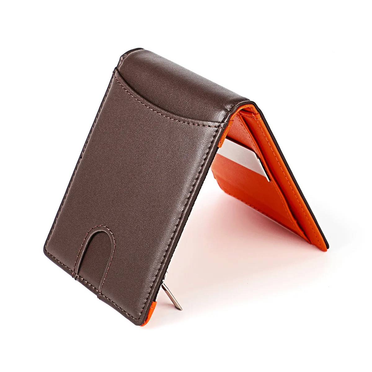 

Удобный открывающийся кошелек унисекс из натуральной кожи, ультратонкий RFID-кошелек с зажимом для монет