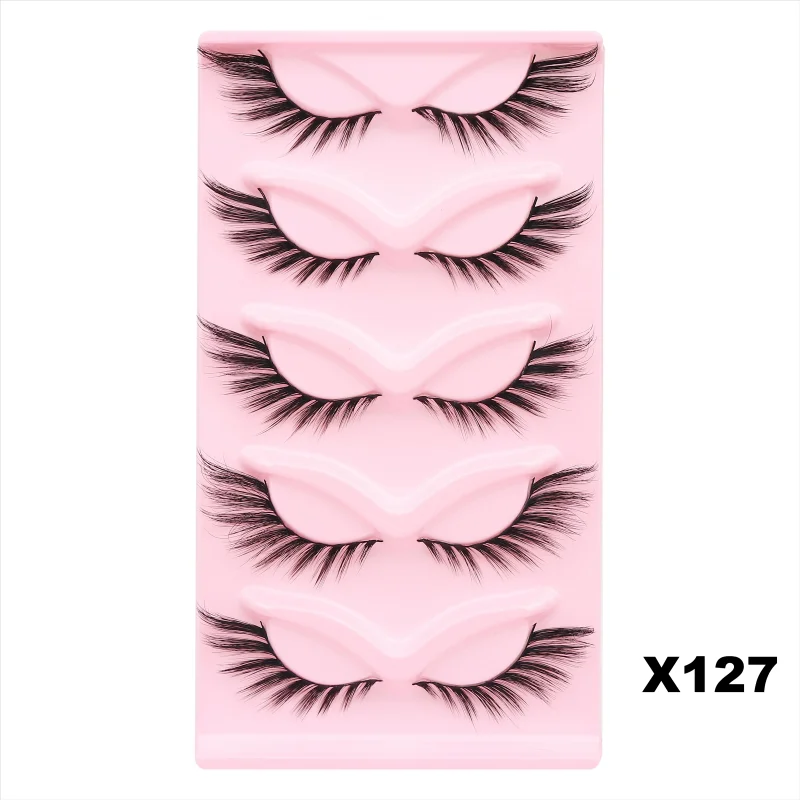 Dramatic Cat Eye Winged False Eyelashes - 10 Pairs with Clear Band