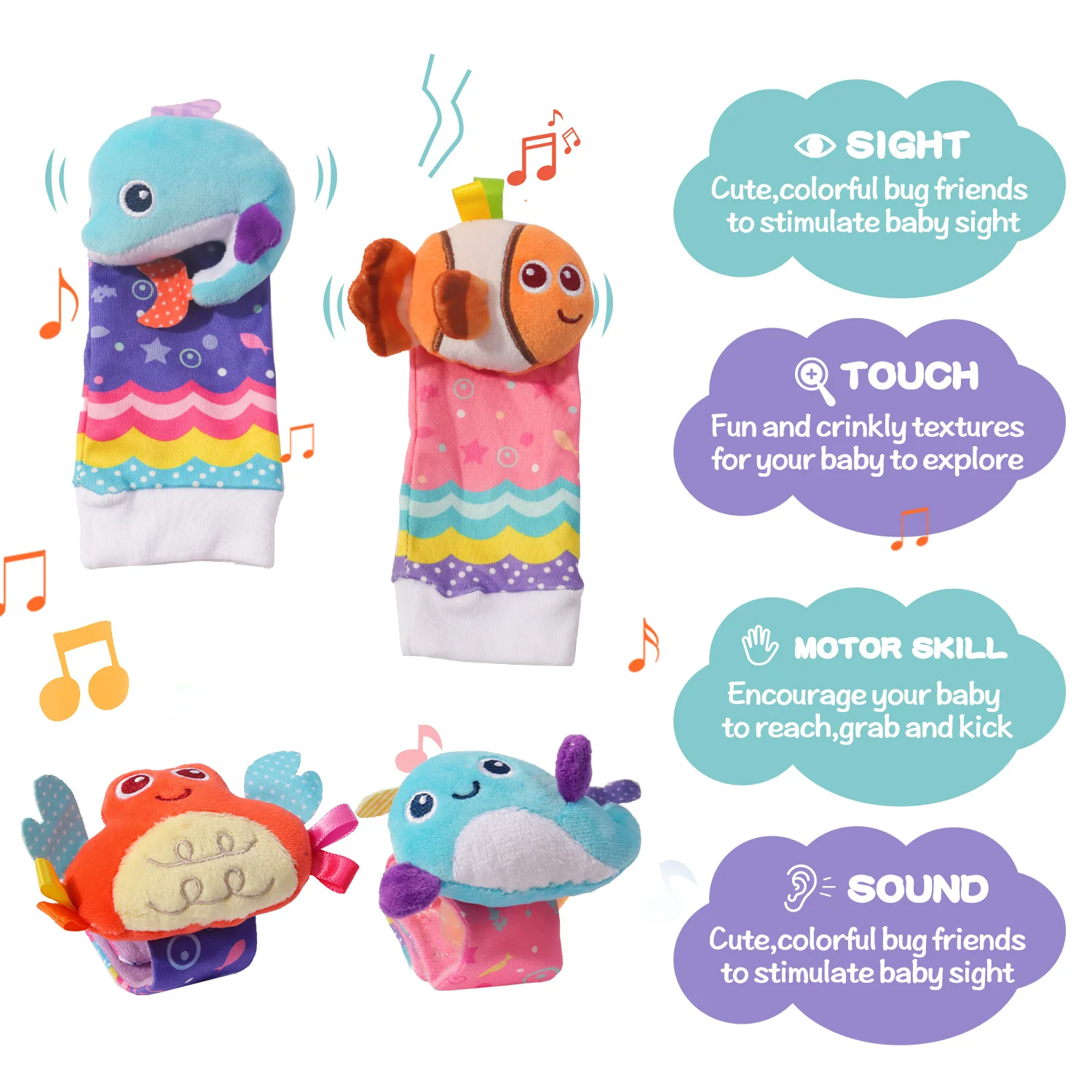 Chaussettes et bracelets hochet pour bébé et nouveau-né_voghion.com