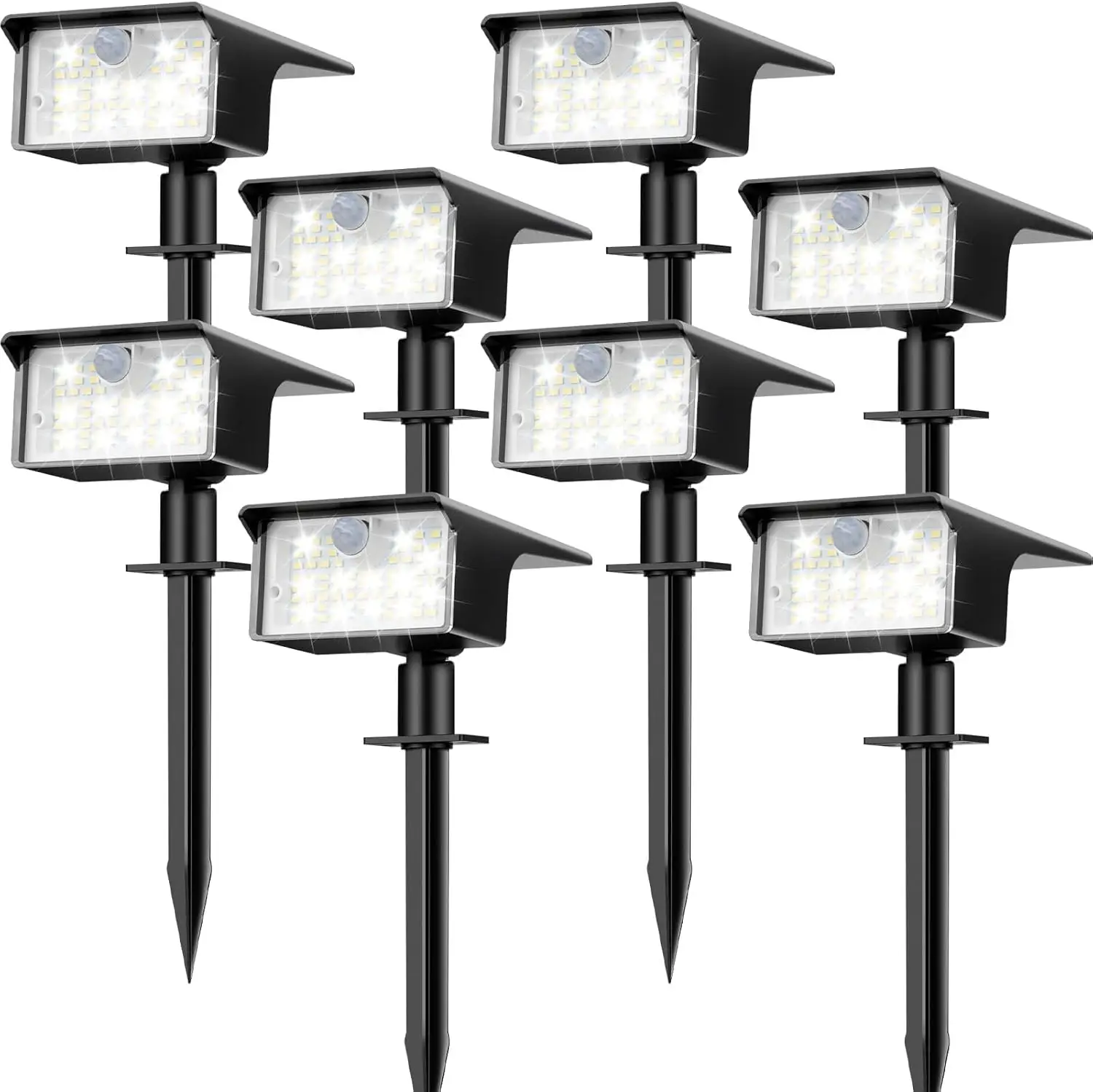 Focos solares con sensor de movimiento para exteriores, [62 LED], focos solares de 3 modos para paisajes, impermeables para exteriores, para patio, jardín y patio