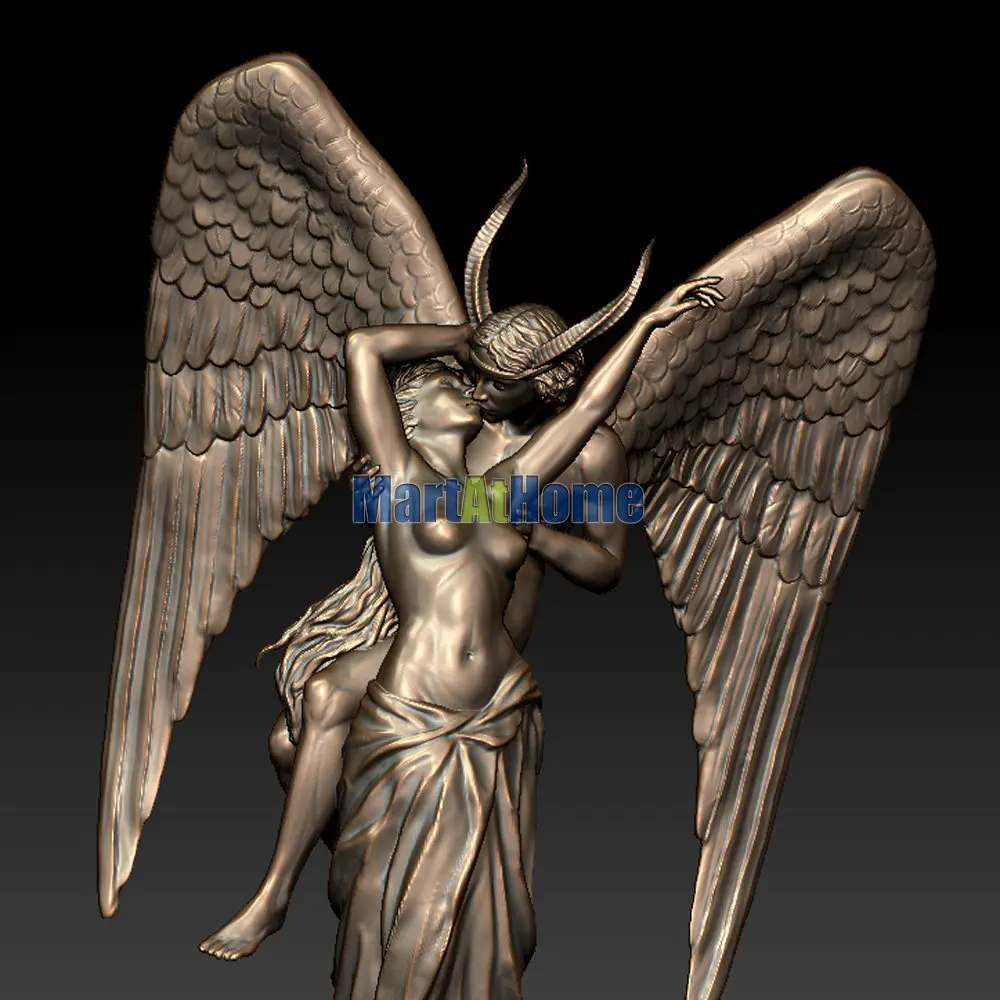 European Sculpture Model Angel and Demon 3D Model STL File Round Carving Drawing for CNC Router Engraving & 3D Printing harbor freight woodworking bench